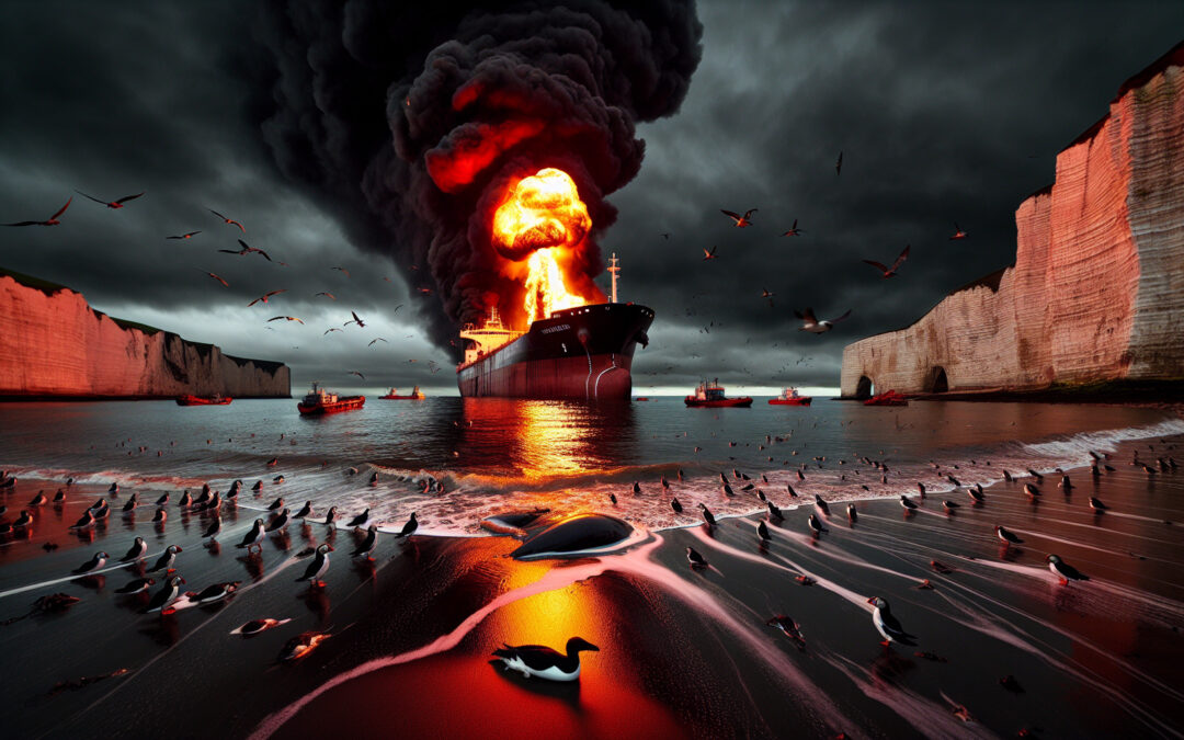 A Tanker Collision, a Fireball, and a Coastline Hanging by a Thread