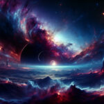 A high-contrast, photorealistic image of the Milky Way’s core, with glowing ionized hydrogen tendrils and mysterious energy illuminating vast cosmic structures.