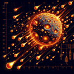 Microscopic view of lunar orange beads, showcasing volcanic origins.