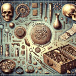 A futuristic depiction of a Bronze Age settlement with fields of millet, blending historical and sci-fi elements.