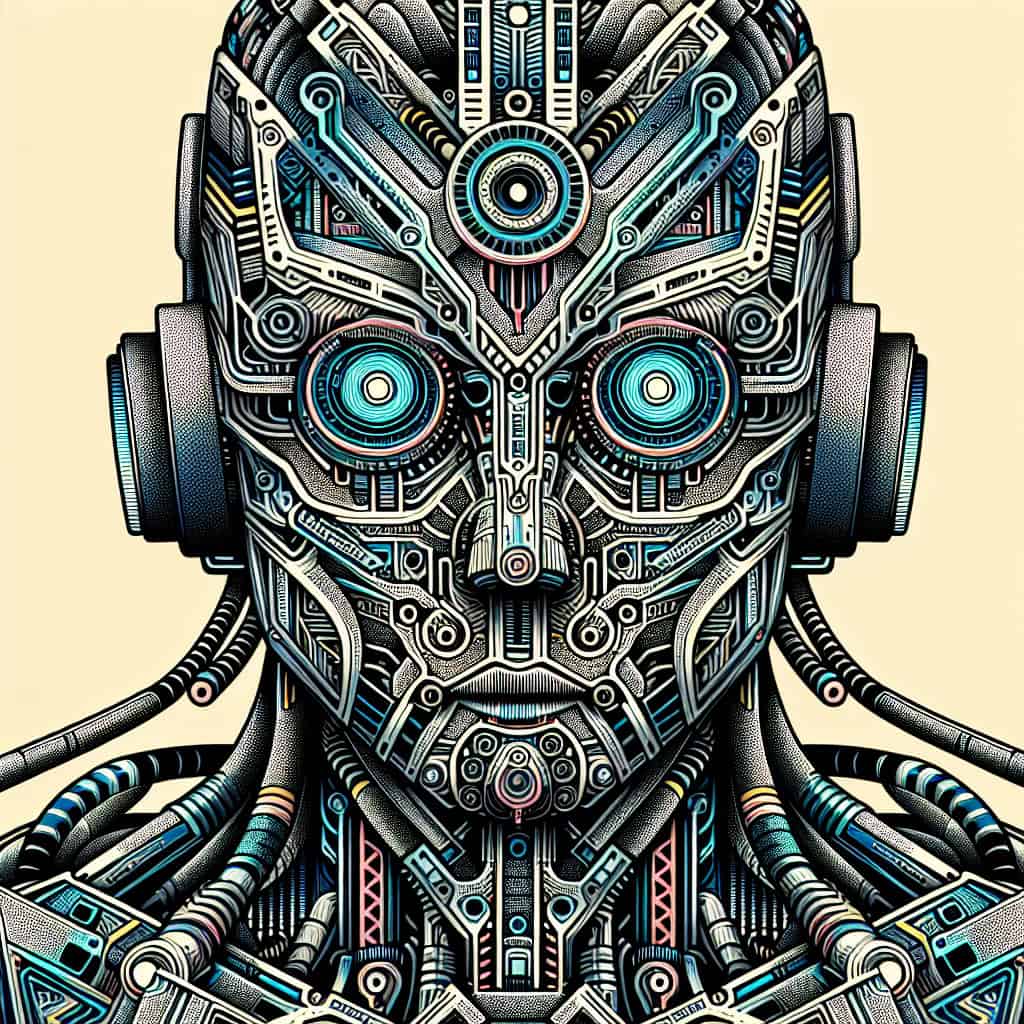 A futuristic AI model dynamically adapting in a digital environment, scientific style.
