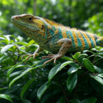A Madagascar lizard amidst vibrant foliage, showcasing its role in seed dispersal.