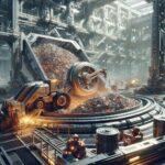 Illustration of Recycling Rare Earths: A Sci-Fi Salvage Operation