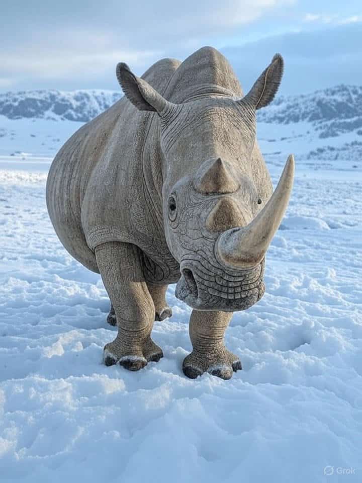 Illustration of Ice Age Rhino's Mega-Horn: Secrets from the Permafrost
