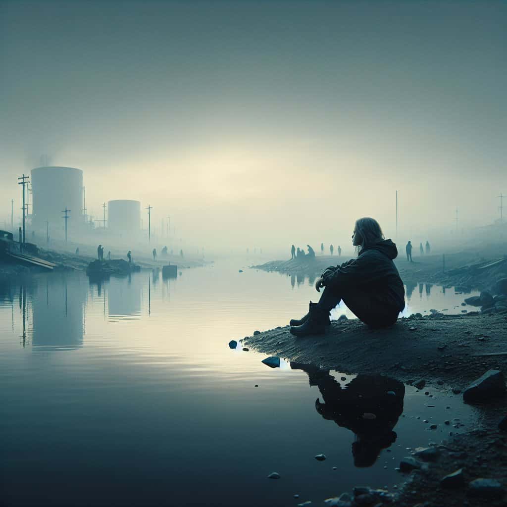 Illustration of LRMs: The Silent Thinkers of Our Dystopian Age