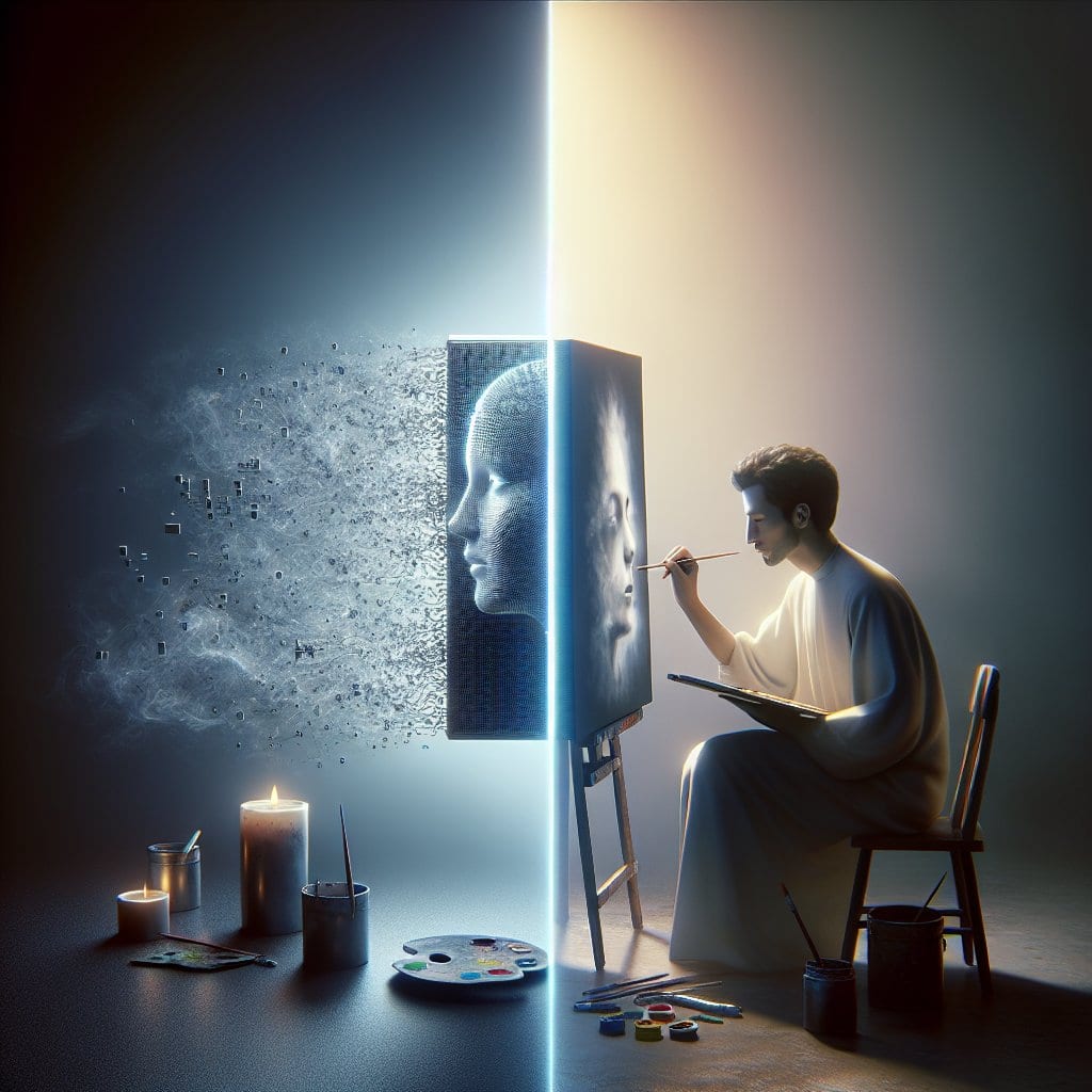 Illustration of AI vs. Human Creativity: The Ultimate Showdown