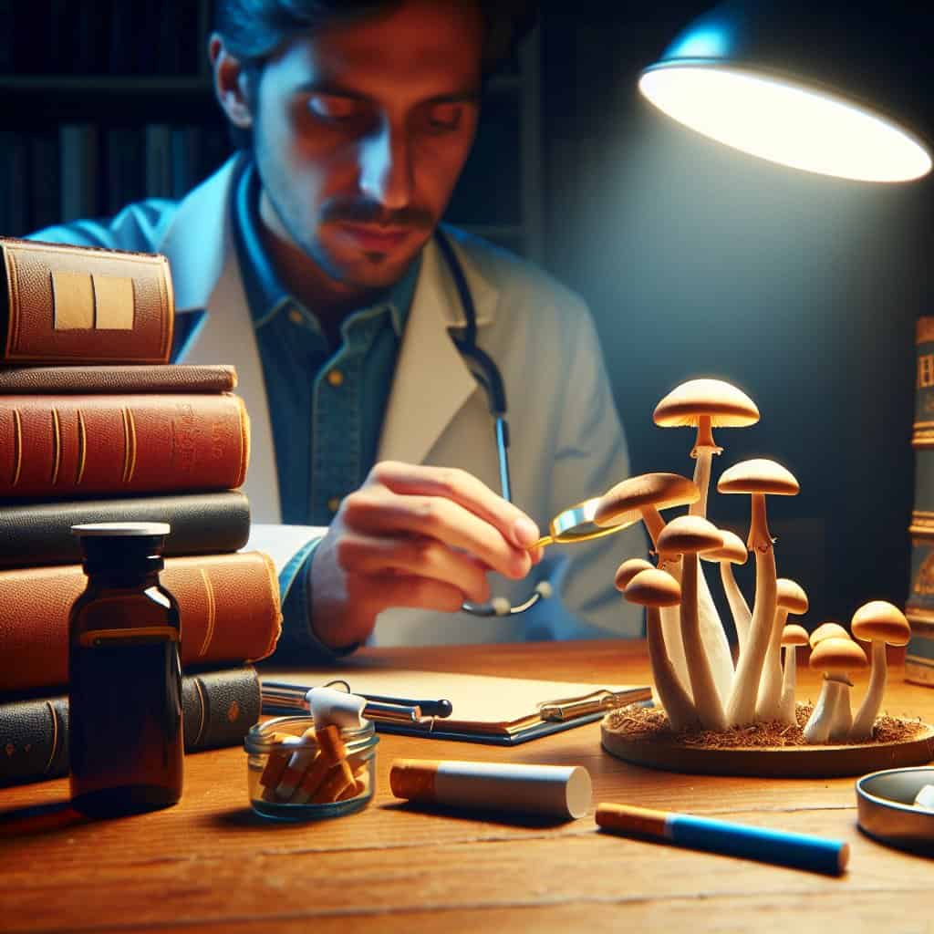 Illustration of Magic Mushrooms: The New Frontier in Quitting Smoking
