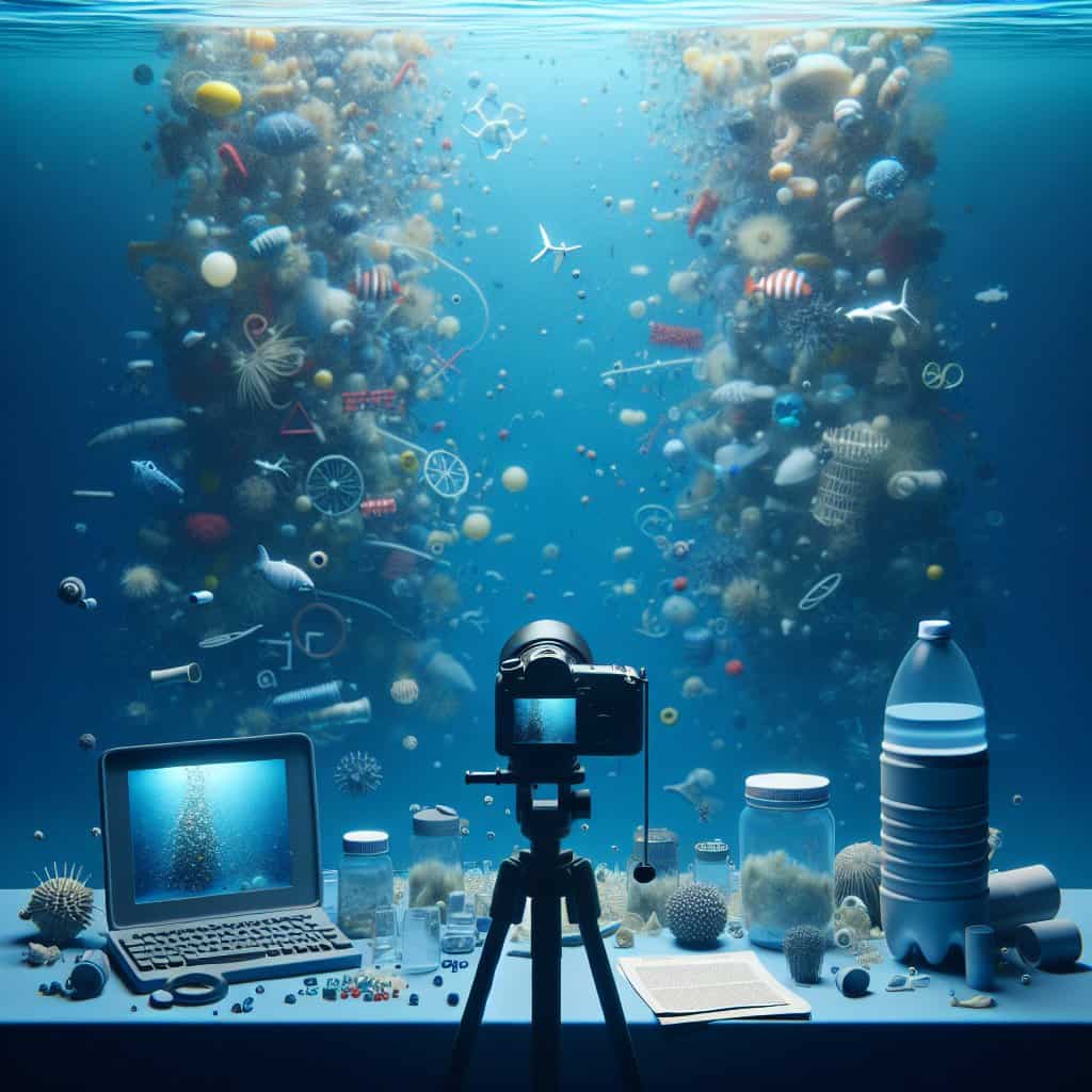 Illustration of Nanoplastics: The Invisible Ocean Invaders