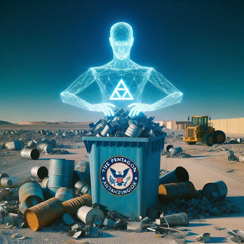 Illustration of Pentagon's AI Gambit and Nuclear Waste: A Sci-Fi Reality