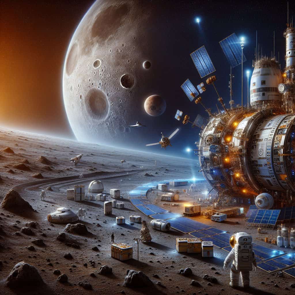 Illustration of NASA's Nuke Gateway Plan: From Moon to Mars