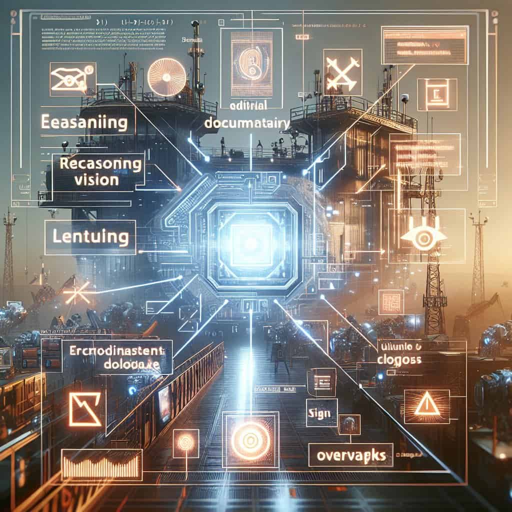 Illustration of Mistral's Small 4: A Sci-Fi Mashup of Reasoning, Vision, and Code