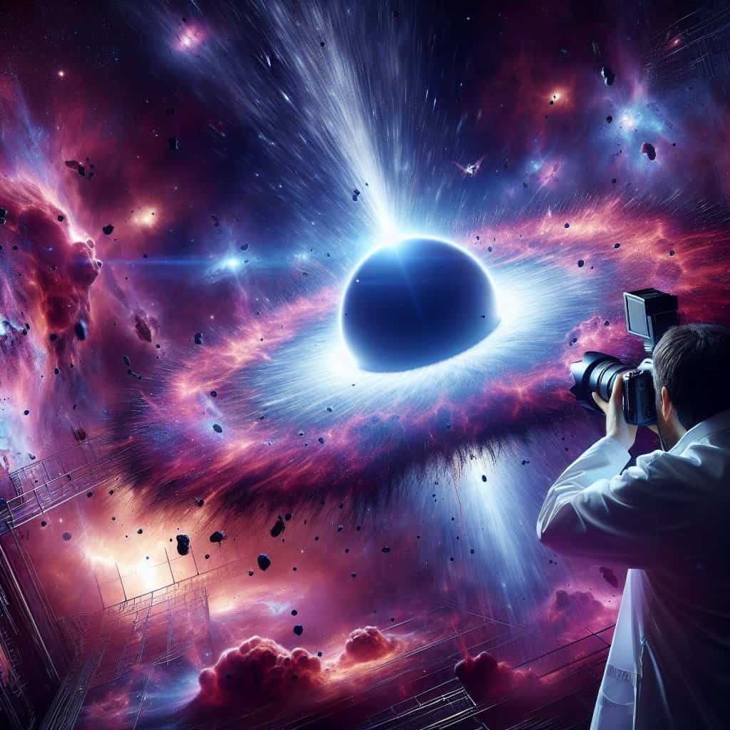 Illustration of Exploding Black Holes: Antimatter's Cosmic Nemesis