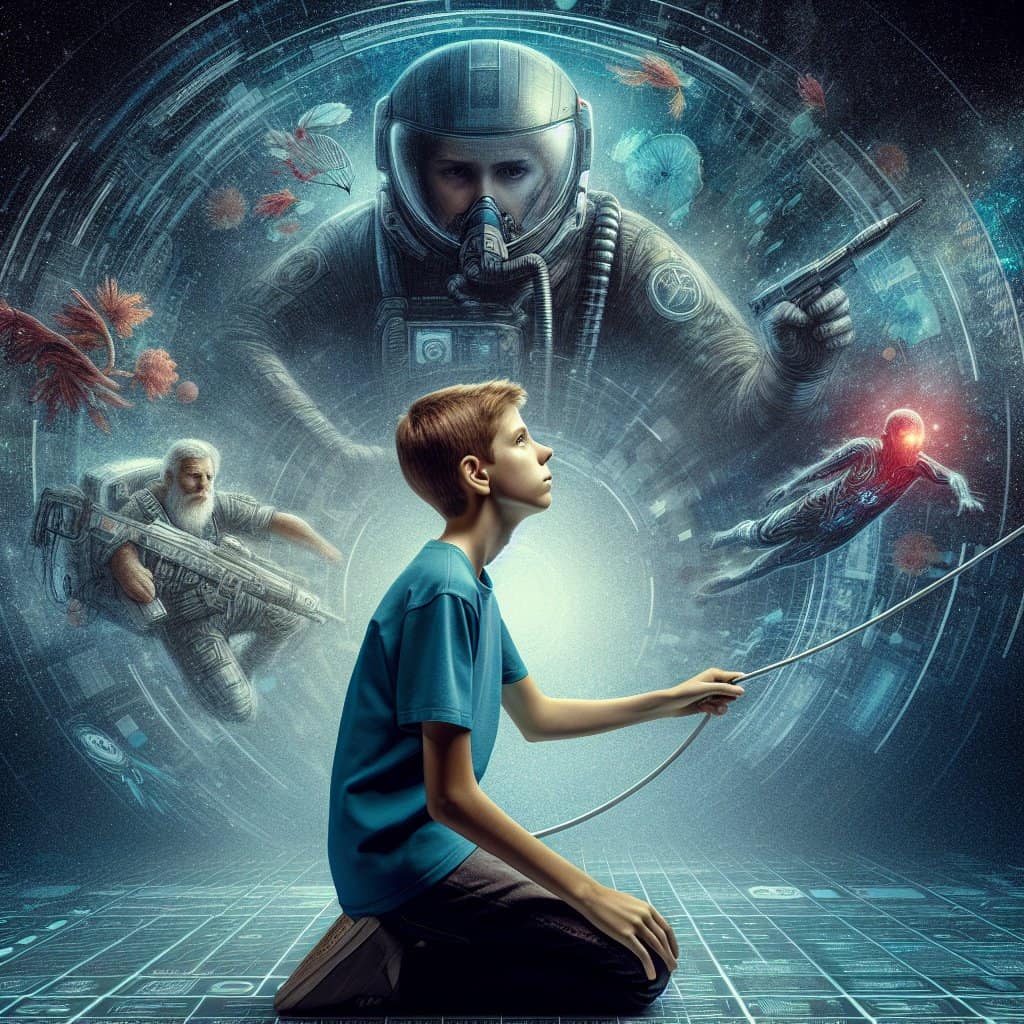Illustration of Teen Tackles Colon Cancer's Curveballs with Sci-Fi Flair