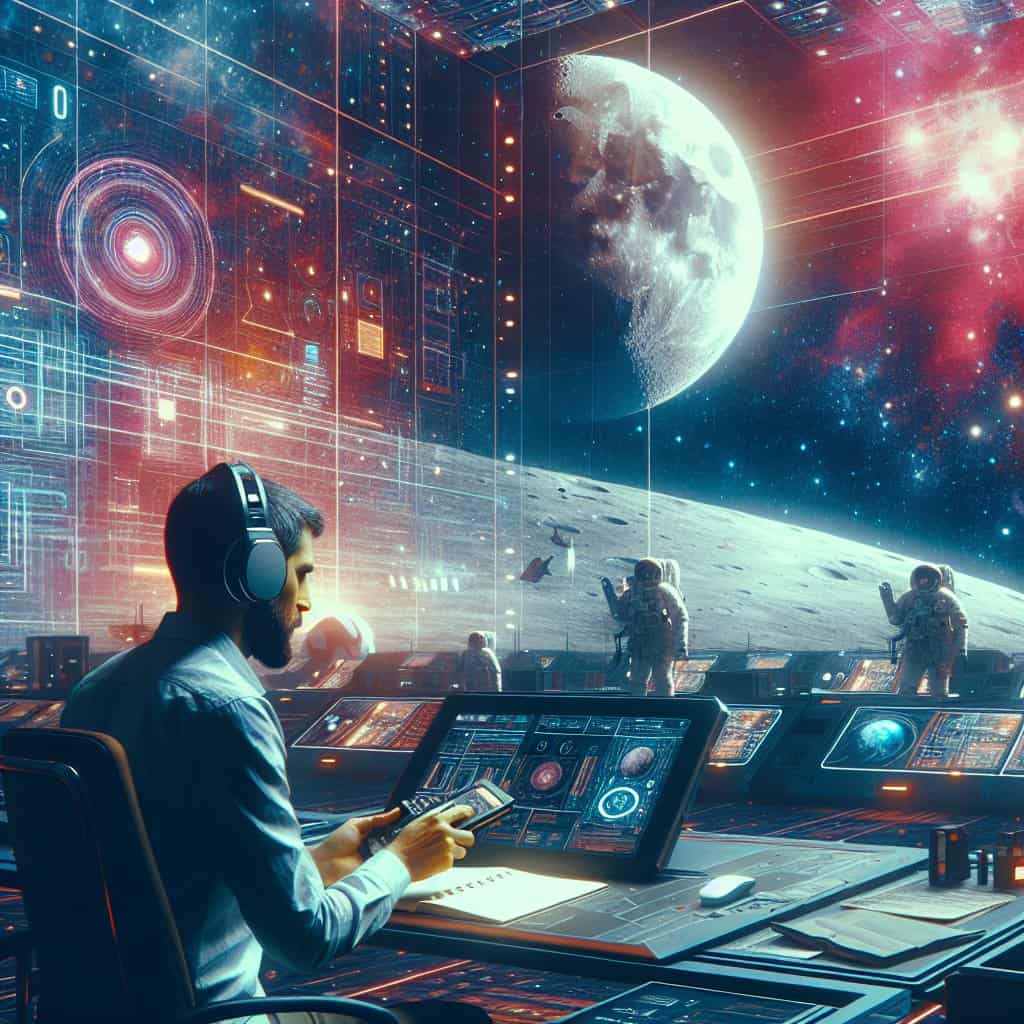 Illustration of Artemis II: Moon Gazing and Galactic Record Breaking