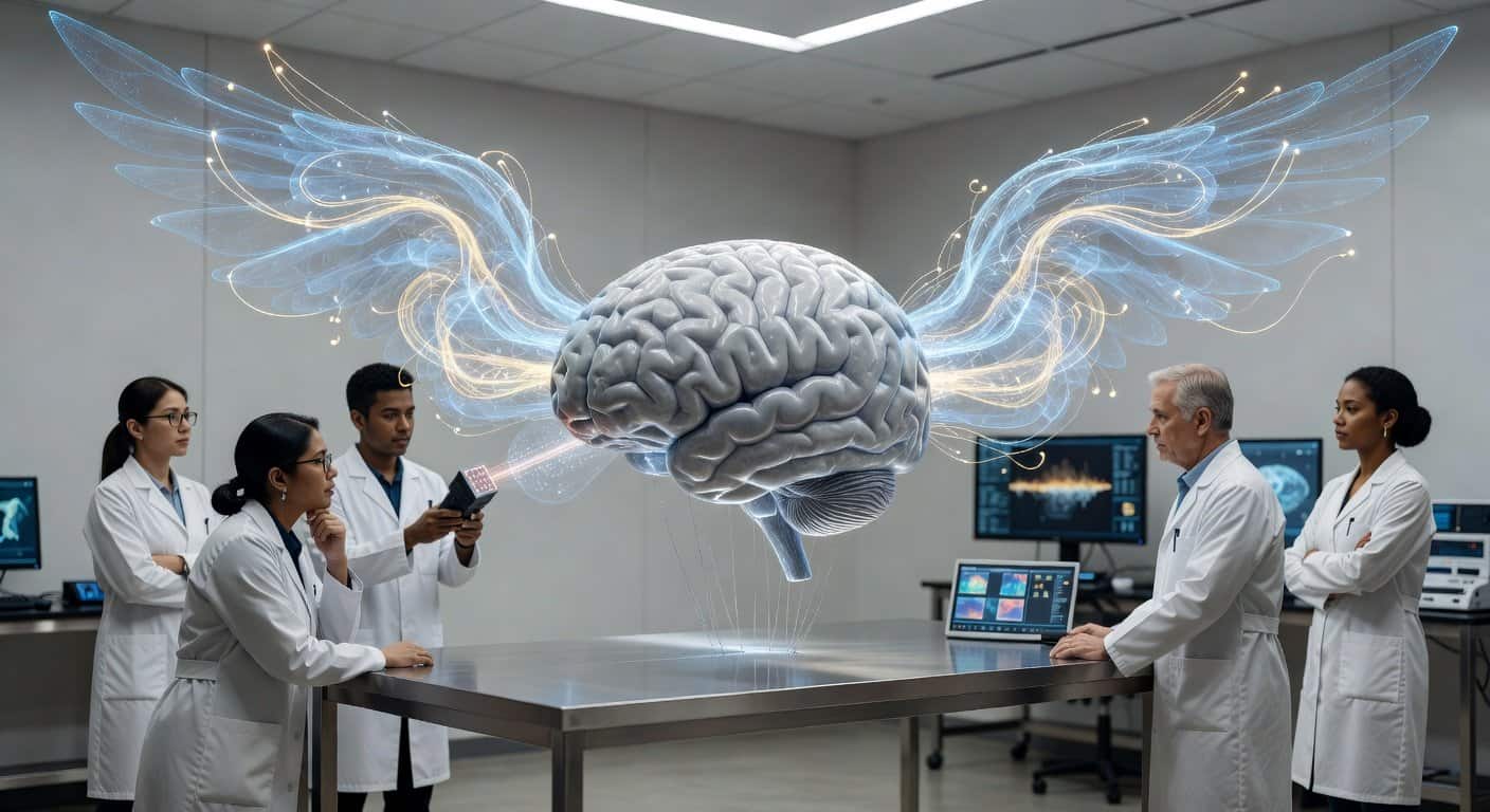 Illustration of Cortex Takes Flight: Virtual Wings Rewire the Human Brain
