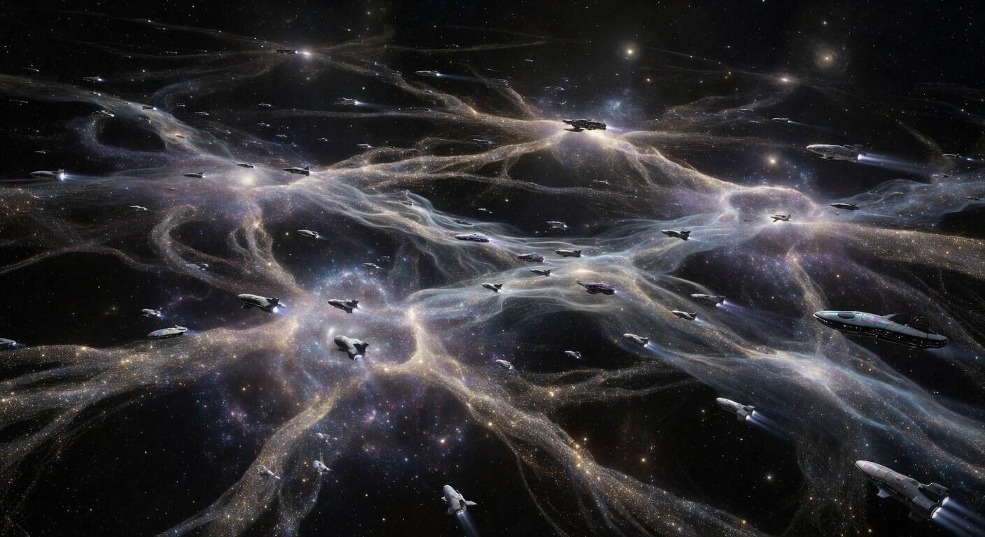 Illustration of Cosmic Web Revealed: Universe's Hidden Highways Are Open for Transit
