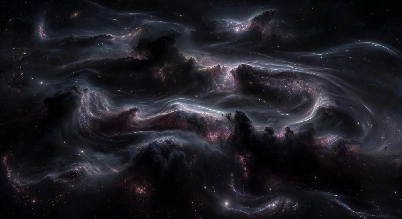 Illustration of Cosmic Whispers: Gravitational Waves & Dark Matter's Genesis