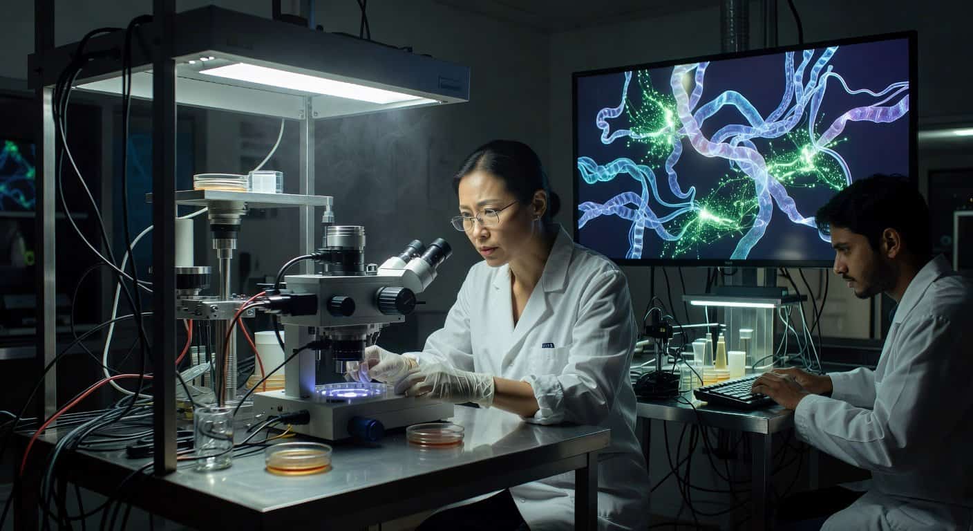 Illustration of Hidden Code: Microproteins Rewriting the Human Proteome