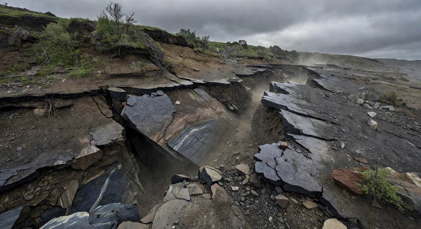 Illustration of Cascadia's Slow Rip: Earth's Plates Are Dying a Piecewise Death