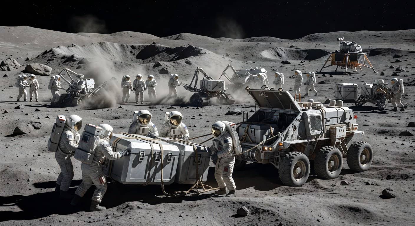 Illustration of Lunar Logistics: The Brutal Race to Monthly Moon Drops