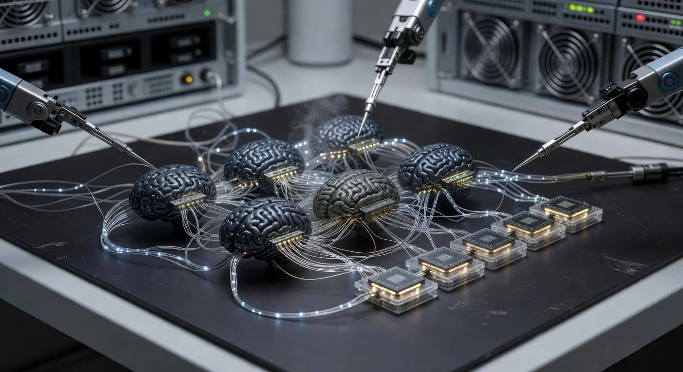 Illustration of Brain-Like Chips: The AI Power Diet or Prelude to Sentience?