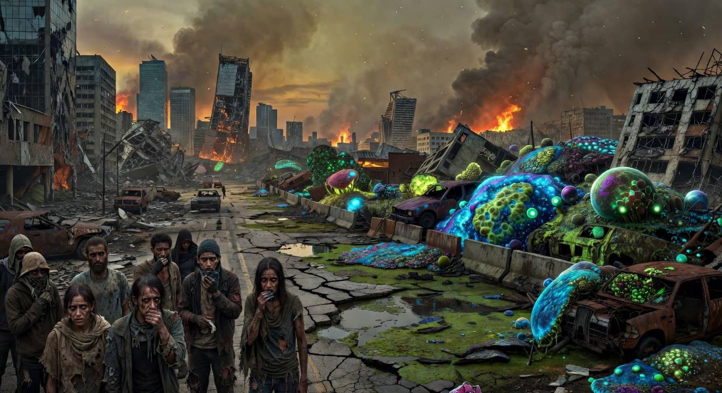 Illustration of Planet Under Siege: Climate's Unholy Alliance with Superbugs