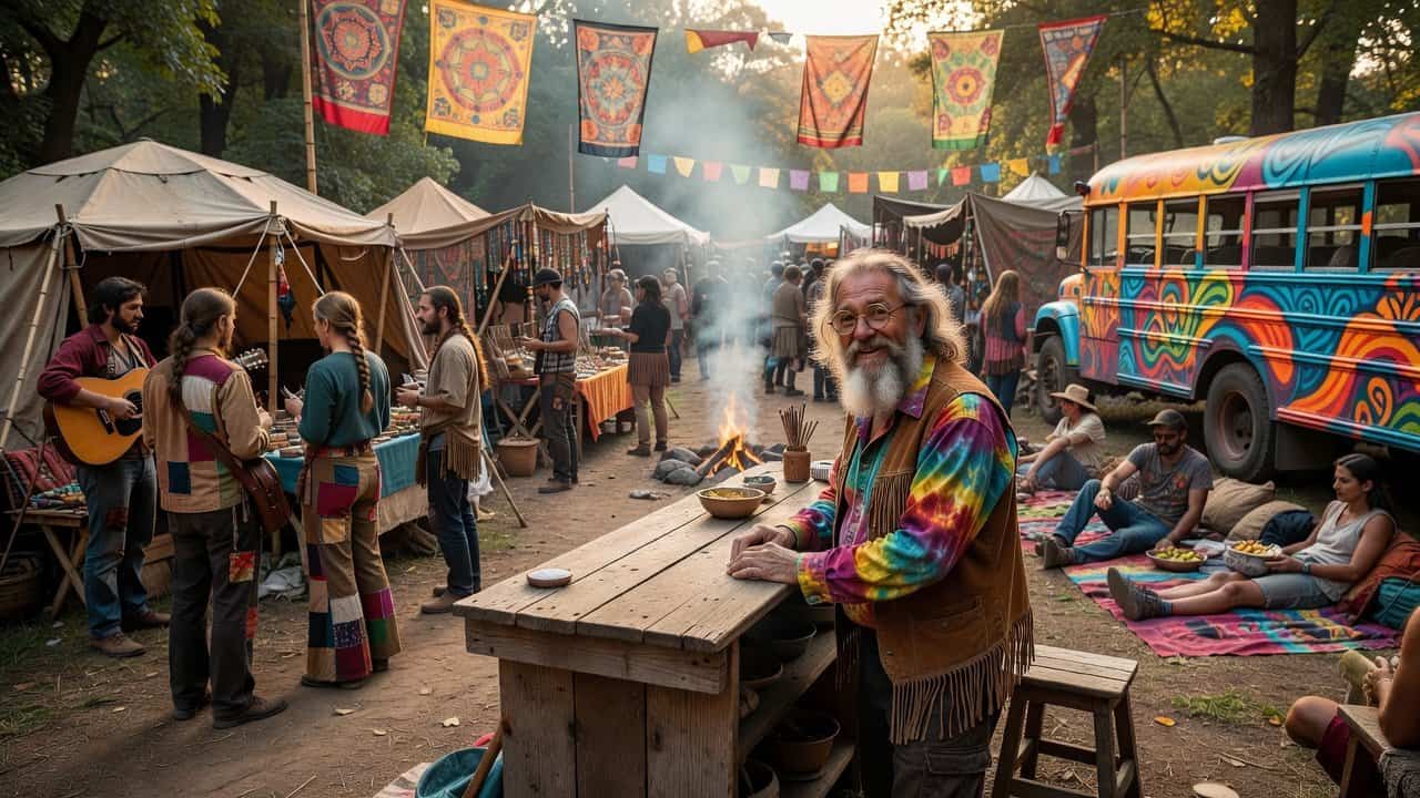 Illustration of Wavy Gravy at 90: The Counterculture's Most Enduring Experiment